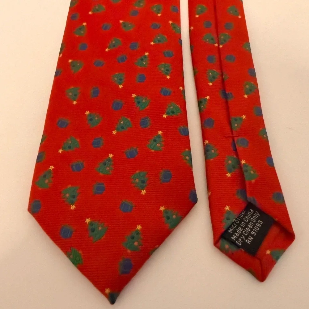 Hallmark Christmas Tree Necktie Gift Woven Print Holiday Festive Novelty Classic